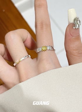 925银戒指女日月同辉情侣对戒