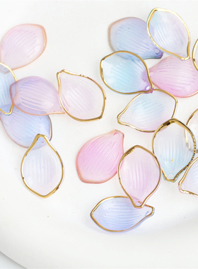 树脂描金莲花花瓣diy饰品配件