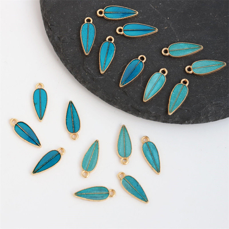 10个价6*15mm保色合金滴油仿烧蓝双面树叶小吊坠diy古风发簪材料,淘宝优惠券,粉丝福利购,淘宝优惠卷