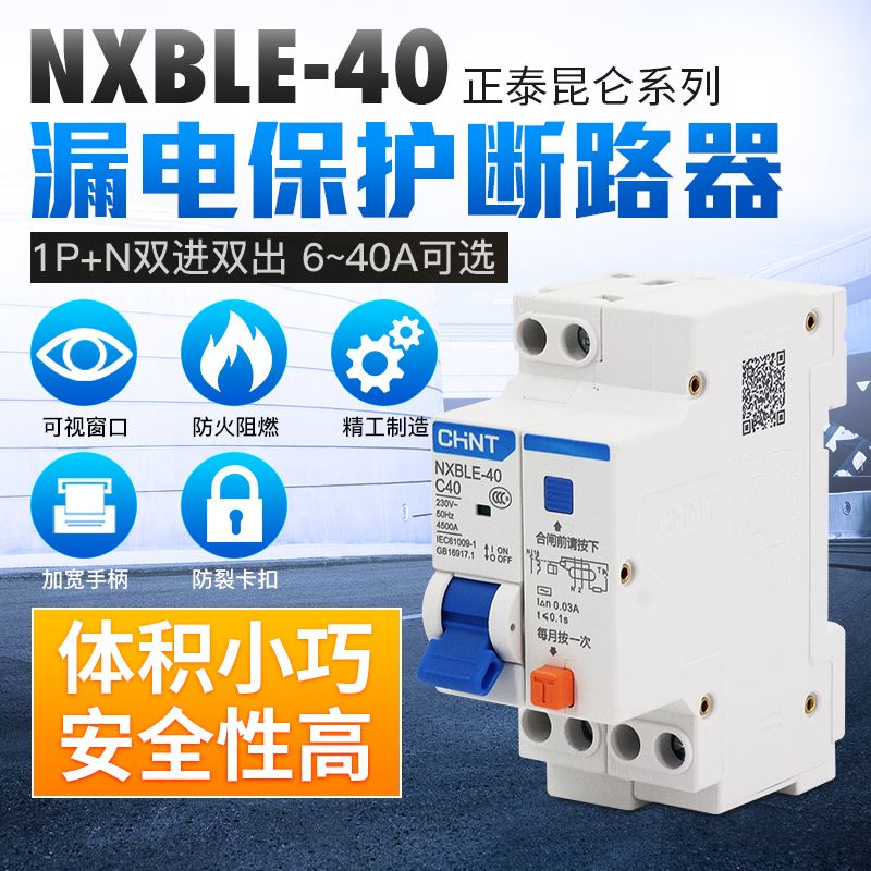 。正泰NXBLE-40 1P+N 漏电保护器开关 双进双出DZ267LE断路器空开 - 图0