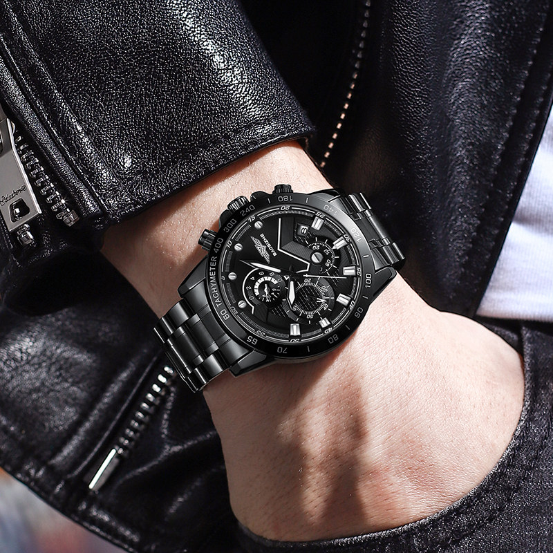 正品名牌黑武士男士学生全感机械表 卡之蓝手表国产腕表