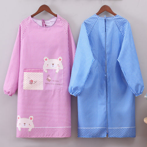 长袖防油罩衣轻微防水围裙不沾毛不起球围腰车间工作服厨房家用女 - 图0