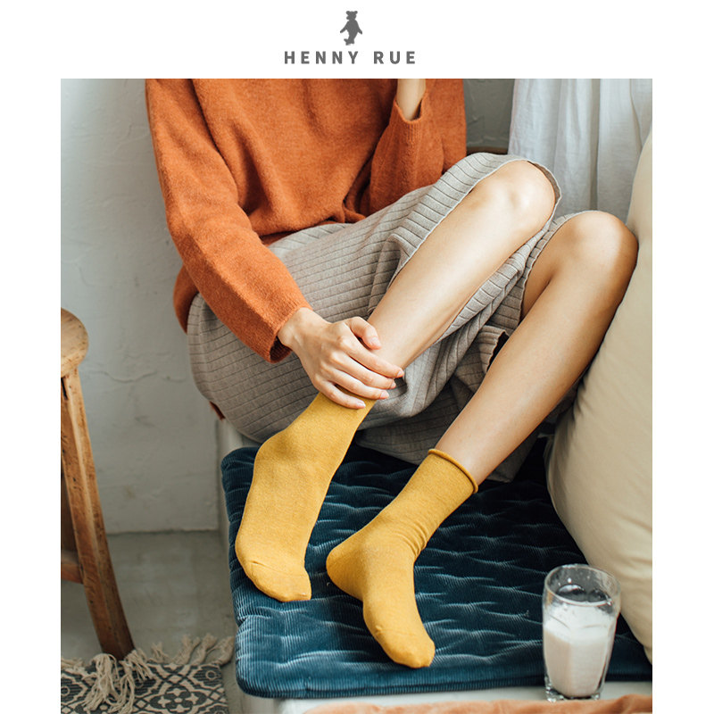 henny rue秋冬新款休闲中筒袜子 hennyrue短袜/打底袜/丝袜/美腿袜