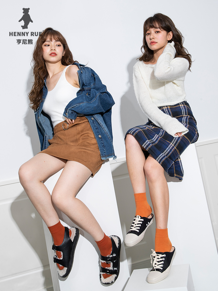 henny rue春秋季莫兰迪色棉女短袜 hennyrue短袜/打底袜/丝袜/美腿袜