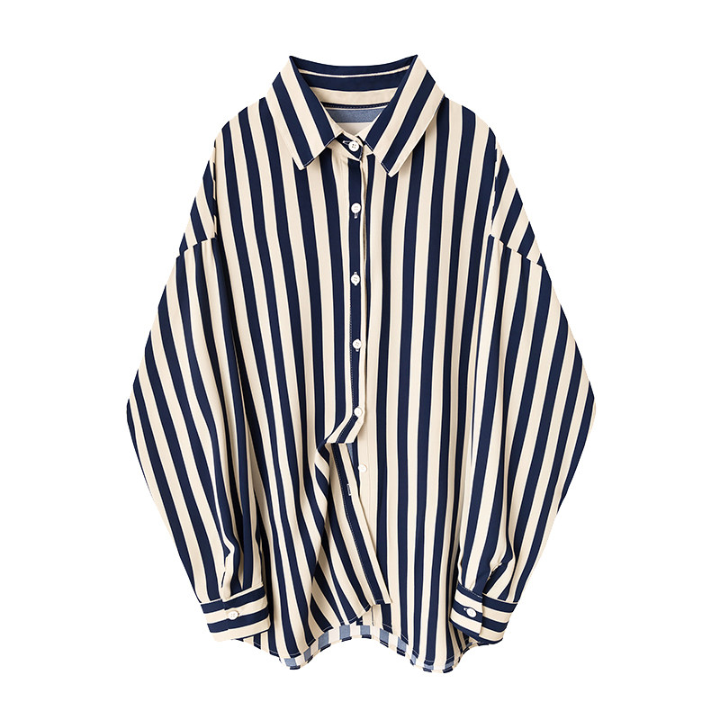 条纹衬衫女港味气质2020年打底衫 帕奴丝衬衫