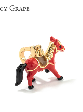 创意趣味立体红色小马驹吊坠项链