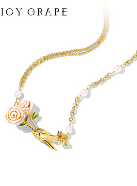 【浪漫绮梦】香槟玫瑰珍珠项链