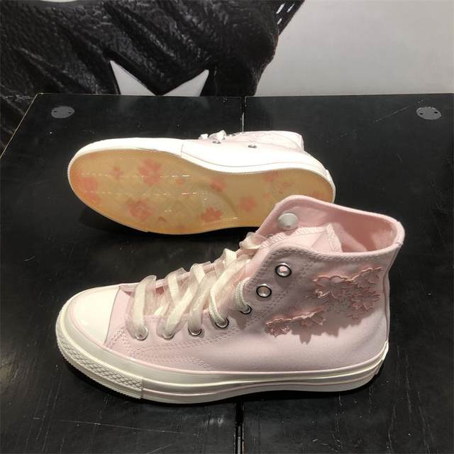 Converse cherry blossom pink embroidered canvas shoes