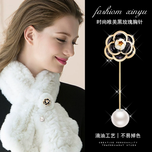 Черная брошь, аксессуар, куртка, булавка, кардиган, в стиле Шанель