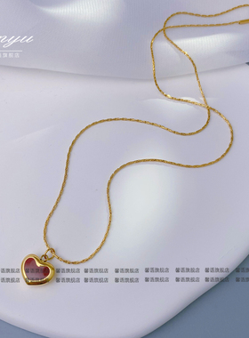 高档精致相思小红心项链女轻奢小众气质高级钛钢爱心形锁骨链配饰