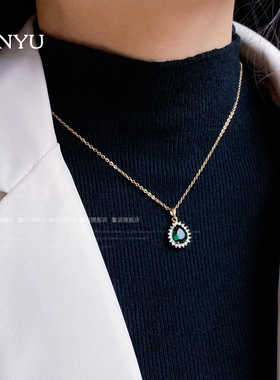 轻奢气质绿色水晶项链高档精致