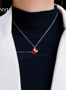 钟情相思红豆项链女轻奢高级小众