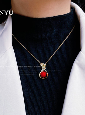 国风红色福袋项链女轻奢小众设计