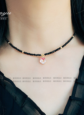 超美粉色樱花独特轻奢高级项链