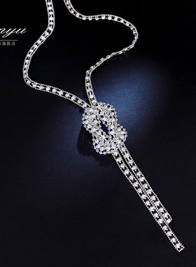 奢华闪亮满钻毛衣链气质长款项链