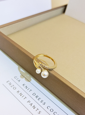 轻奢ins潮风高级感镶钻食指环