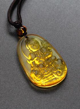 琉璃黄水晶八大守护神吊坠十二生肖本命佛阿弥陀佛项链