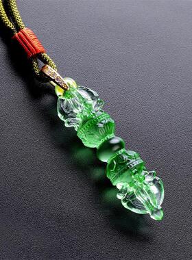 琉璃石吊坠四股金刚降魔杵吊坠 男女款 情侣项链  毛衣链挂件饰品