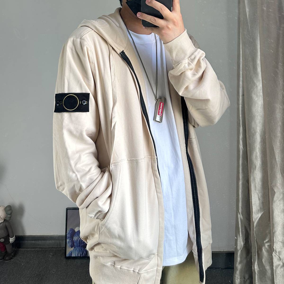 21SS64251 ZIP HOODED SWEAT bpStone石头拉链袖标帽衫卫衣岛民 - 图0