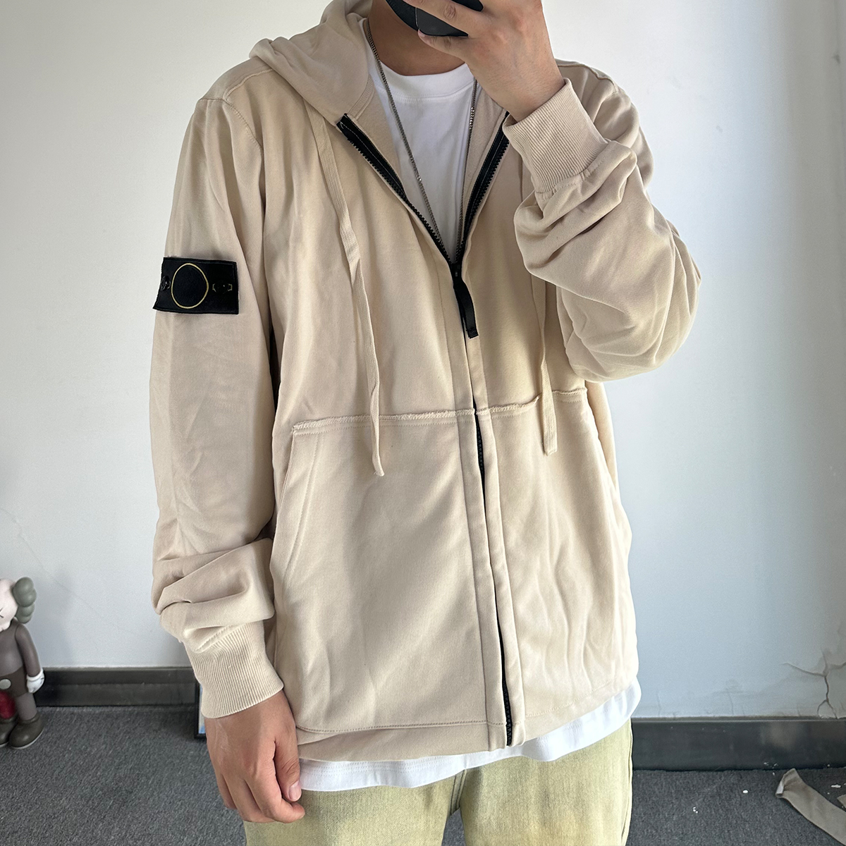 21SS64251 ZIP HOODED SWEAT bpStone石头拉链袖标帽衫卫衣岛民 - 图1