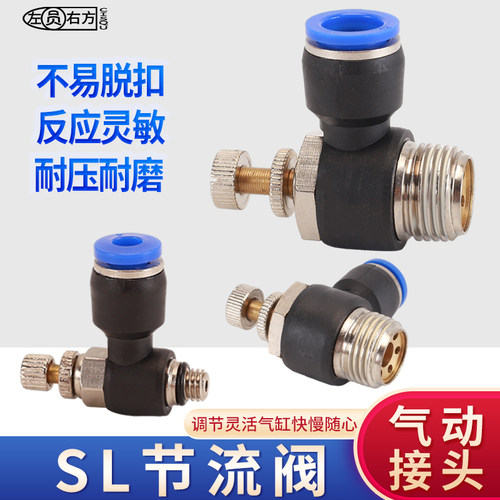 节流阀气管SL4/6/8/10/12mm调节阀气动元件调速阀气缸快速调气阀 - 图0