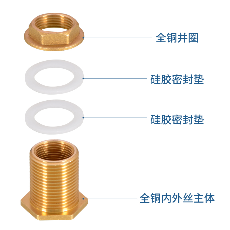 双外丝水箱接头4分变6分转1寸内外丝接头水塔进水排水接口铜配件