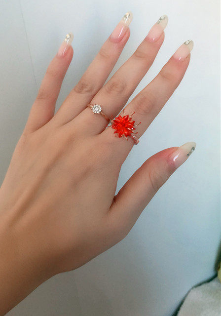 彼岸花戒指锆石水晶彼岸花指环曼珠沙华饰品古风礼物保色赠礼盒