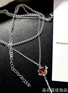 玫瑰项链女ins轻奢高级感小众