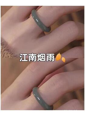 白茶清欢青梅绿茶戒指环网红情侣戒汉服国潮仿玉石荔枝冻闺蜜学生