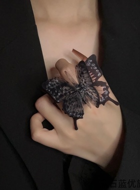 黑金戒指女冷淡风小众