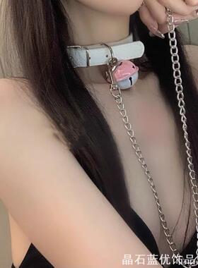 铃铛项圈牵引绳女颈带颈圈锁骨链脖子项链项圈chocker狗链m女