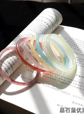 汉服仿玉白玉髓叮当镯粉