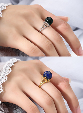 925银戒指空托diy珠子时尚简约款