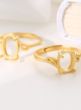 s925银新款沙金工艺戒指空托