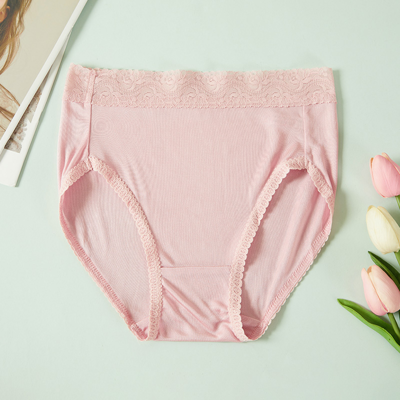 桑蚕丝女内裤 蕾丝超薄中腰无痕速干透气包臀三角裤女士夏季大码 - 图1