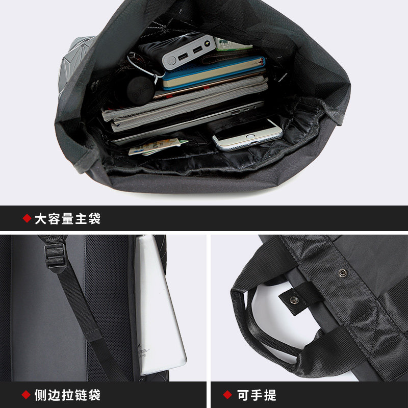 男潮牌街头运动3d菱形旅行女双肩包 landcase双肩背包