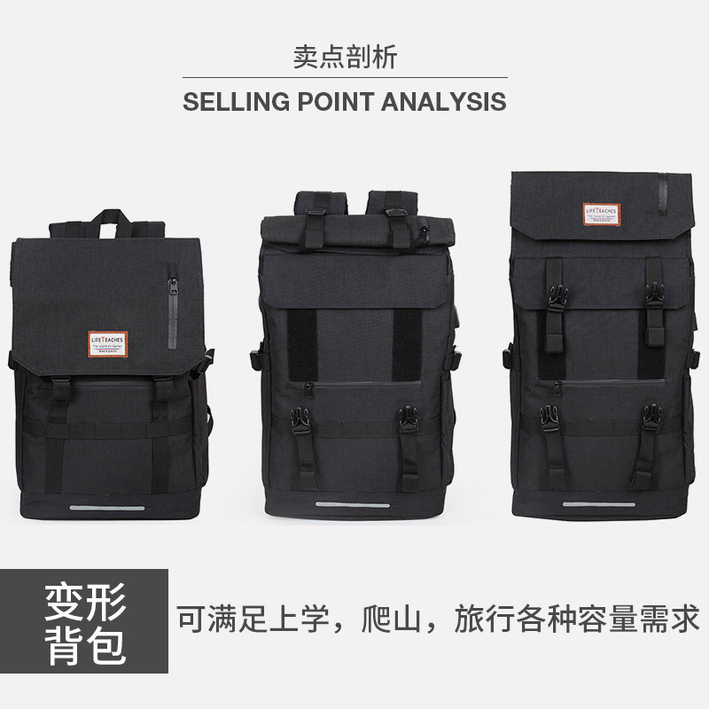 潮牌卷盖大容量男旅游户外登山包 landcase双肩背包