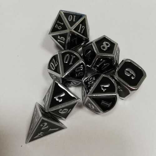 7件套D4-D20 dice流浪地球用金属多面骰子流行桌游多面体TRPG色子 - 图1
