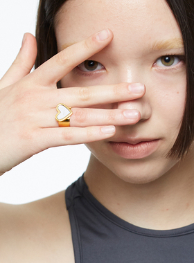 coughinvain心形镜面反射戒指