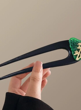 新中式发簪感古风簪花双钗发饰日常百搭马面裙汉服旗袍饰品盘