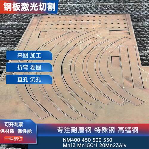 高锰耐磨钢板Mn13抛丸机衬板 nm400耐磨板 nm500耐磨板激光切割 - 图3