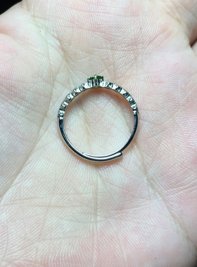 天然水晶戒指亮绿色女款迷你淑女