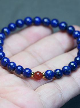 原创设计天然青金石手串红玛瑙