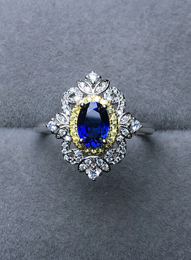 祖母绿蓝宝石鸽血红925银戒指