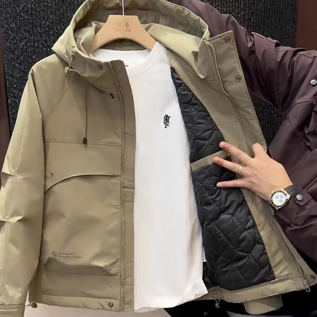 Winter second-cotton workwear hooded warm jacket