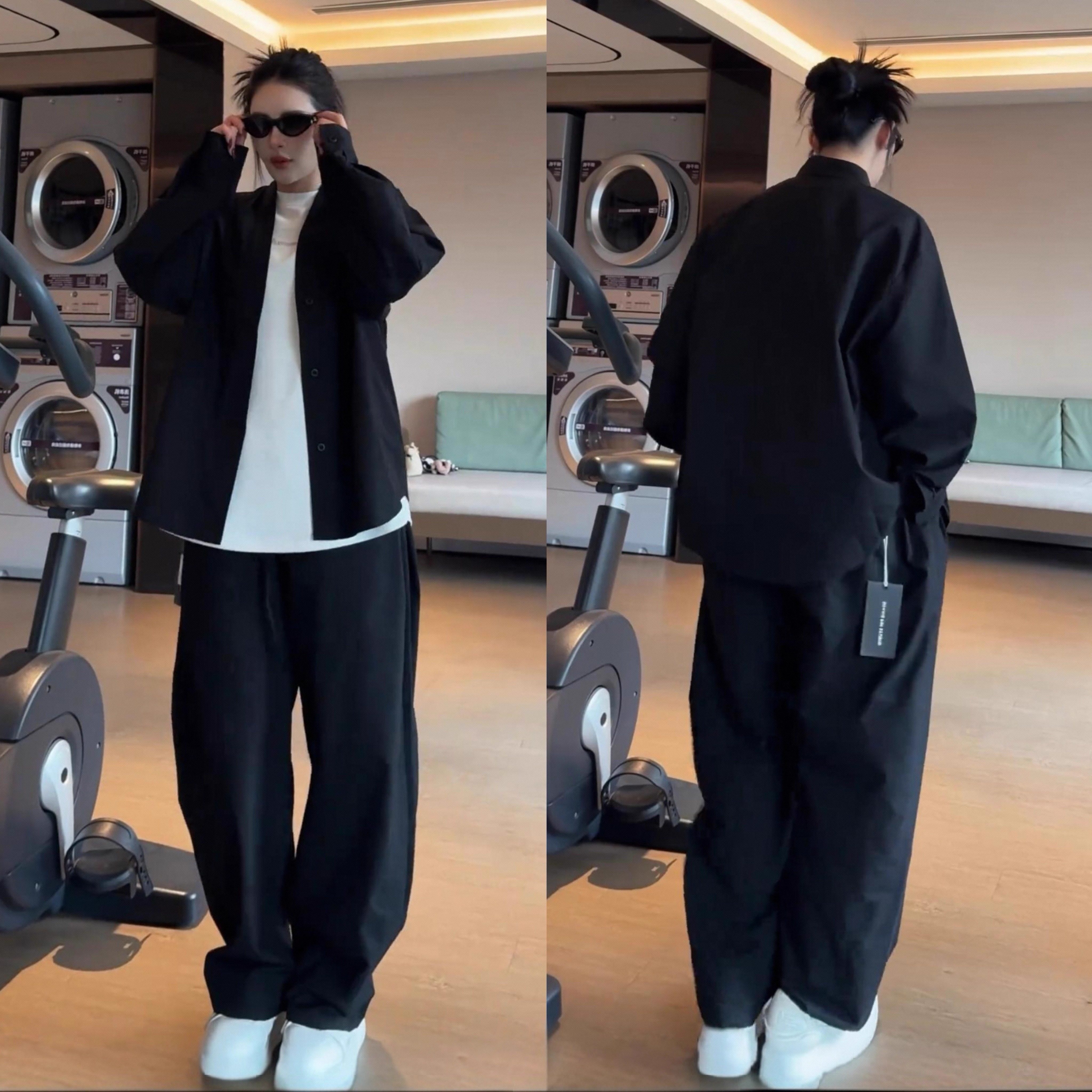 秋季新款慵懒风休闲运动套装男简约纯色V领开衫外套阔腿裤两件套,淘宝优惠券,粉丝福利购,淘宝优惠卷