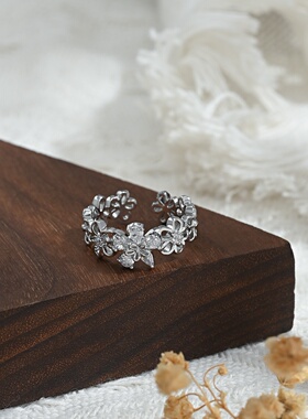 2026真金电镀镶锆石个性开口戒指女感时尚甜美花瓣指环网红食指戒