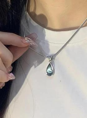 高级感轻奢小众海蓝宝石复古项链