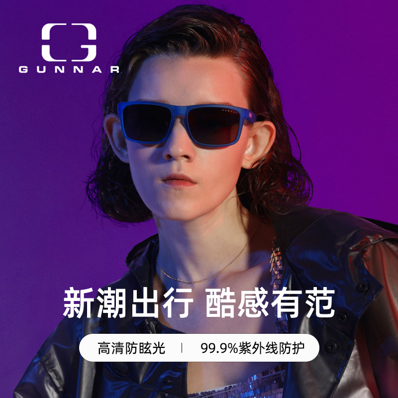 gunnar{样品折扣}男女太阳眼镜复古墨镜防紫外线UV400防晒深色镜 - 图1