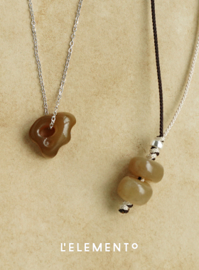 L'ELEMENTO和田糖白玉假山项链